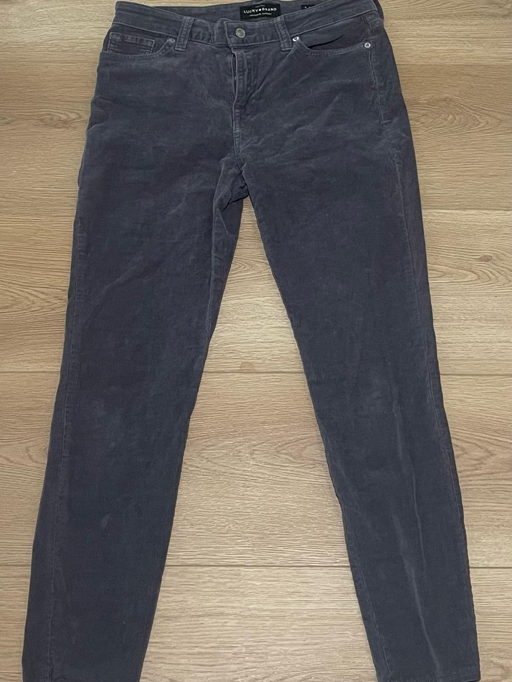 Lucky Brand Women's Ankle Crop Corduroy Pants in Dark Gray